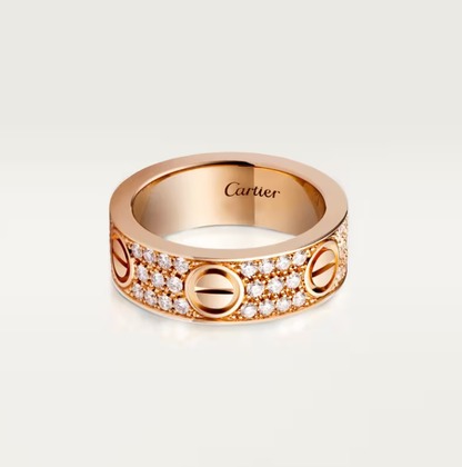 [⭐Lioran]LOVE RING 6.5mm-wide full-diamond ring Rose Gold