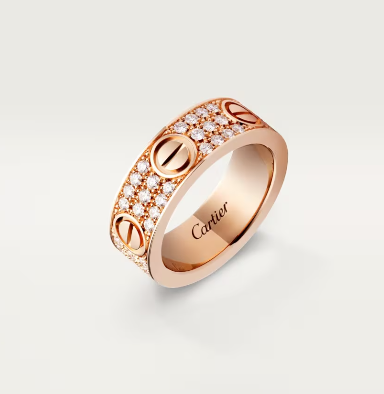[⭐Lioran]LOVE RING 6.5mm-wide full-diamond ring Rose Gold