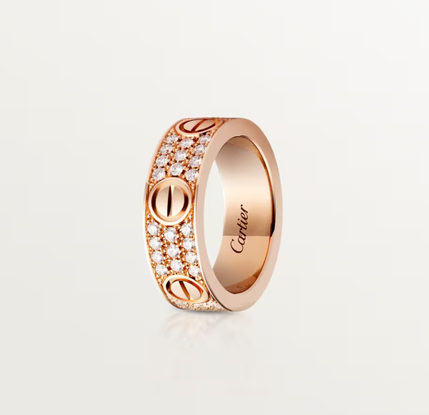 [⭐Lioran]LOVE RING 6.5mm-wide full-diamond ring Rose Gold