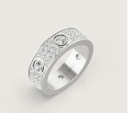 [⭐Lioran]LOVE RING 6.5MM Full Diamond, 6 Major Diamonds Silver