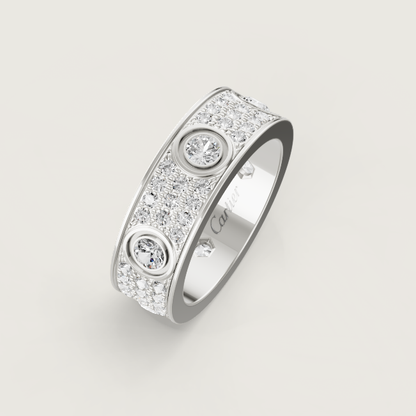 [⭐Lioran]LOVE RING 6.5MM Full Diamond, 6 Major Diamonds Silver