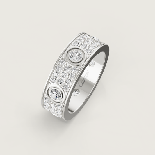 [⭐Lioran]LOVE RING 6.5MM Full Diamond, 6 Major Diamonds Silver