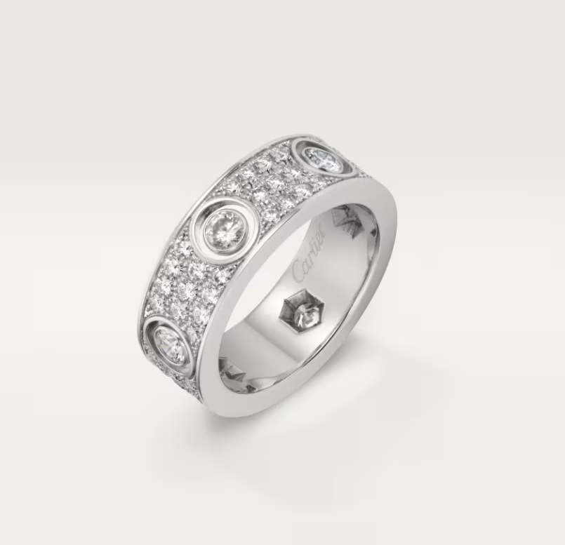 [⭐Lioran]LOVE RING 6.5MM Full Diamond, 6 Major Diamonds Silver
