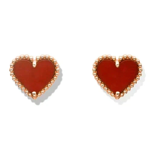 [⭐Lioran]HEART CARNELIAN STUD EARRINGS