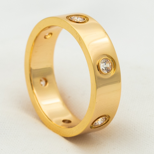 [⭐Lioran]LOVE RING 5.5MM 6 DIAMONDS PINK GOLD