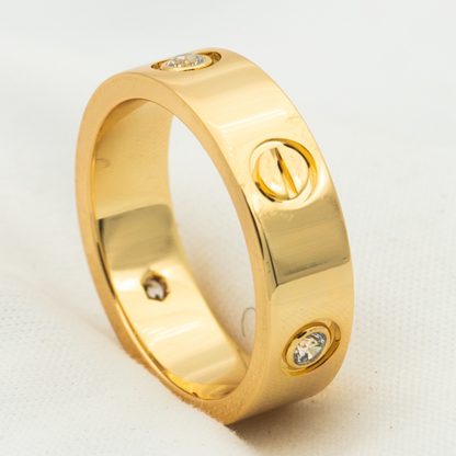 [⭐Lioran]LOVE RING 5.5MM 3 DIAMONDS PINK GOLD