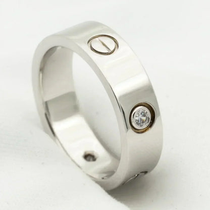 [⭐Lioran]LOVE RING 5.5MM 3 DIAMONDS SILVER