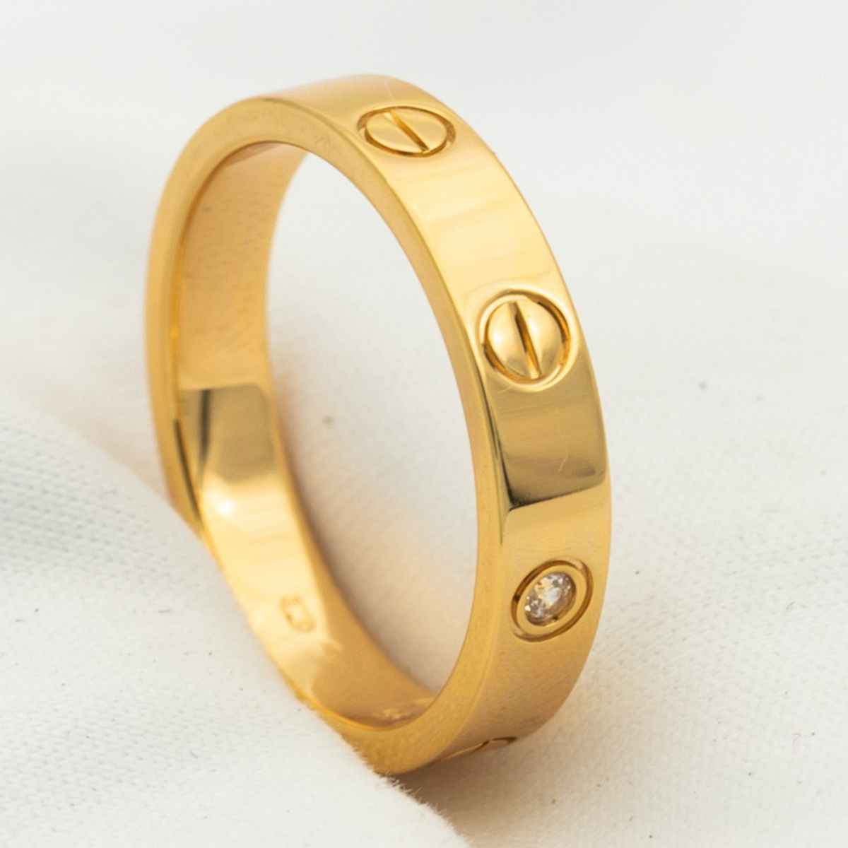 [⭐Lioran]LOVE RING 4MM 1 DIAMOND PINK GOLD