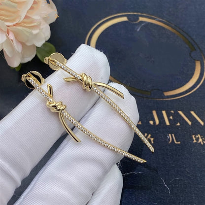 [Lioran]KNOT DROP EARRINGS IN YELLOW GOLD WITH DIAMONDS