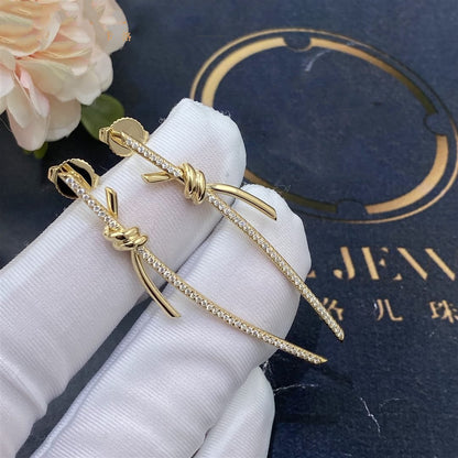 [Lioran]KNOT DROP EARRINGS IN YELLOW GOLD WITH DIAMONDS
