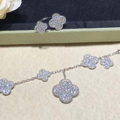 [⭐Lioran]CLOVER 6 MOTIFS SILVER DIAMOND BRACELET