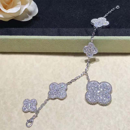 [⭐Lioran]CLOVER 6 MOTIFS SILVER DIAMOND BRACELET