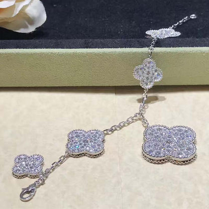 [⭐Lioran]CLOVER 6 MOTIFS SILVER DIAMOND BRACELET
