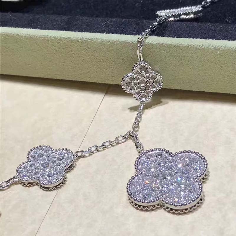 [⭐Lioran]CLOVER 6 MOTIFS SILVER DIAMOND BRACELET