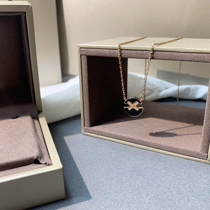 [⭐Lioran]JEUX DE PINK GOLD DIAMOND NECKLACE