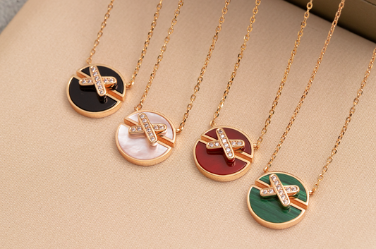 [⭐Lioran]JEUX DE PINK GOLD DIAMOND NECKLACE