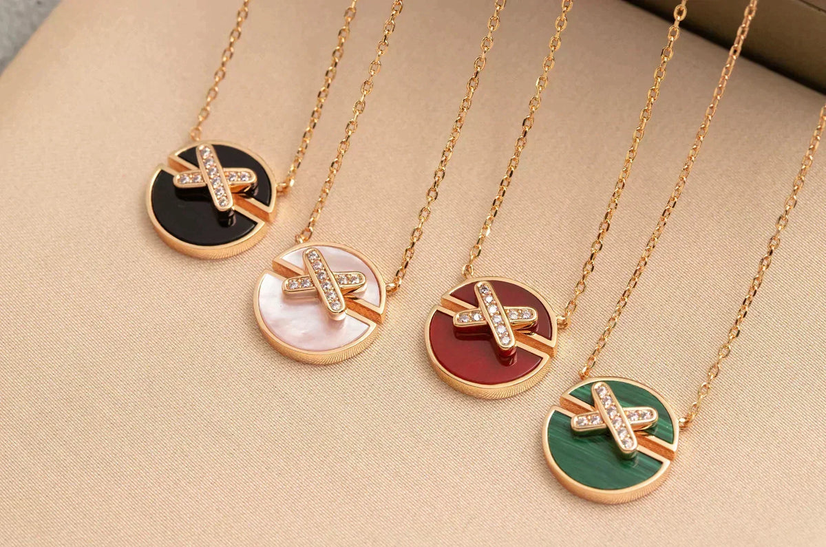 [⭐Lioran]JEUX DE ROSE GOLD DIAMOND NECKLACE