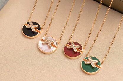 [⭐Lioran]JEUX DE ROSE GOLD DIAMOND NECKLACE