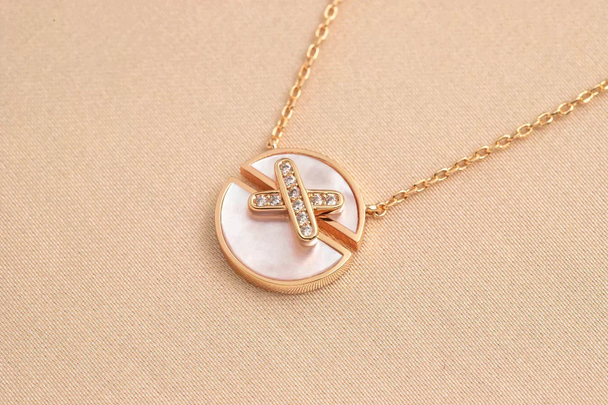 [⭐Lioran]JEUX DE ROSE GOLD DIAMOND NECKLACE