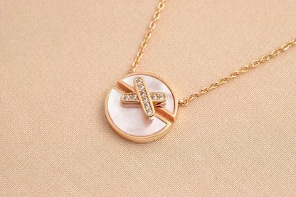 [⭐Lioran]JEUX DE ROSE GOLD DIAMOND NECKLACE