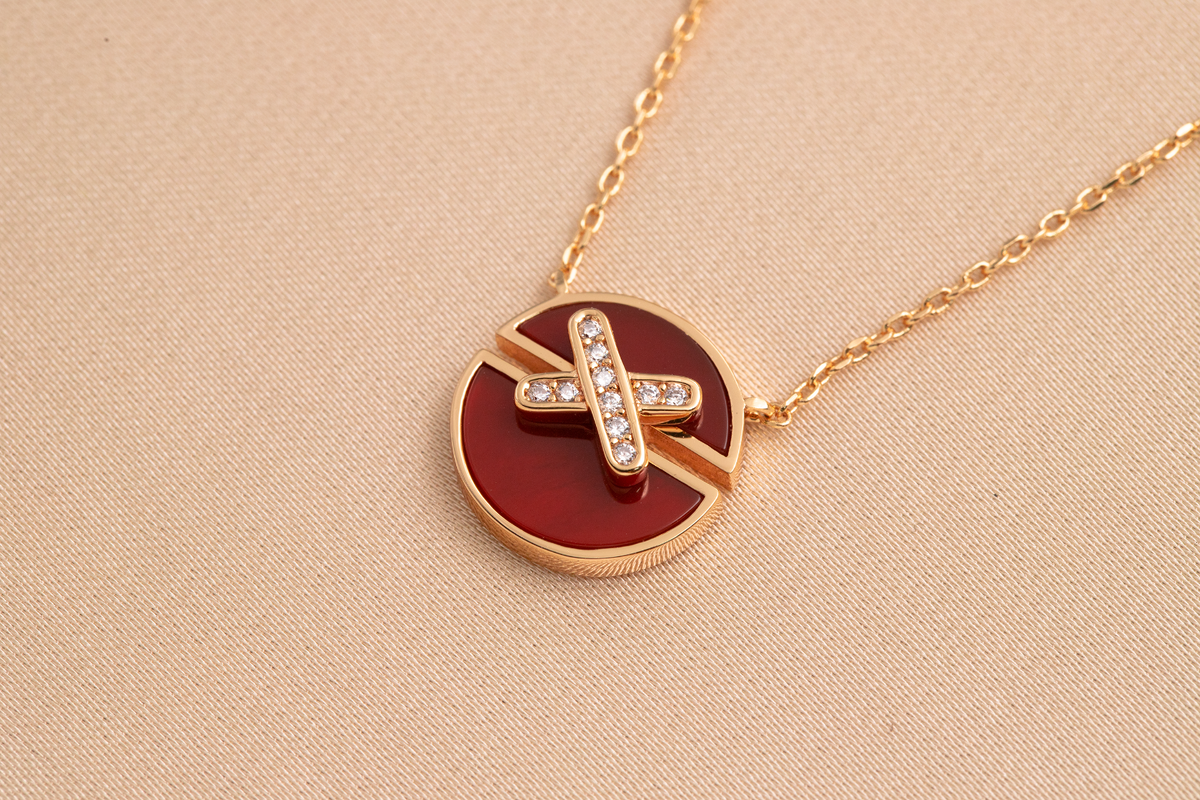 [⭐Lioran]JEUX DE PINK GOLD DIAMOND NECKLACE
