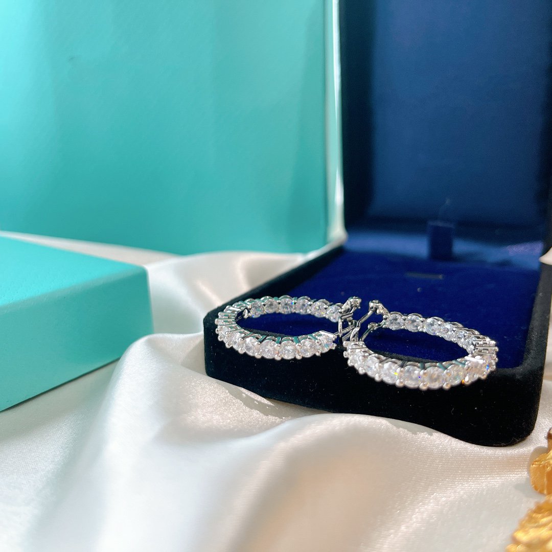[Lioran]SILVER DIAMOND HOOP EARRINGS