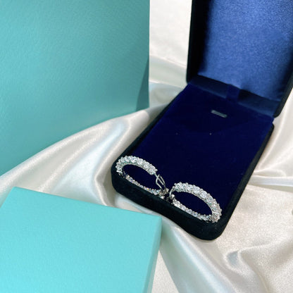 [Lioran]SILVER DIAMOND HOOP EARRINGS