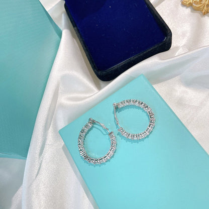 [Lioran]SILVER DIAMOND HOOP EARRINGS