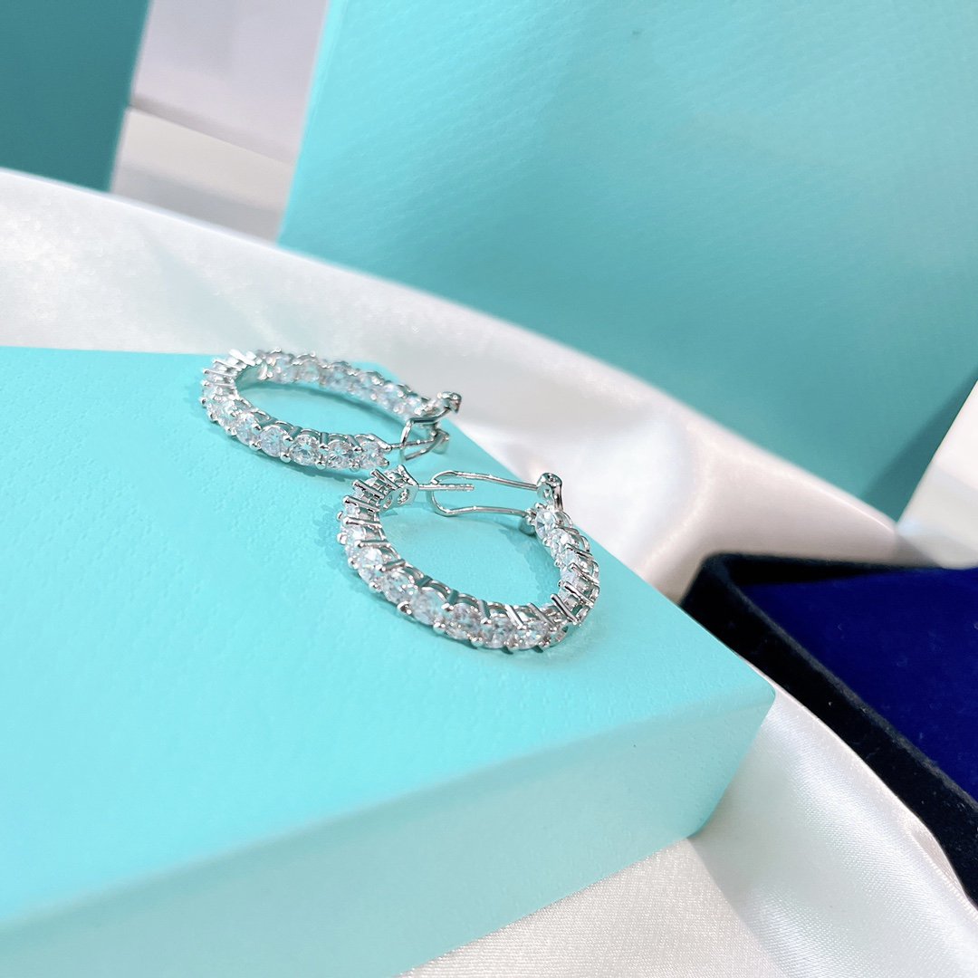 [Lioran]SILVER DIAMOND HOOP EARRINGS