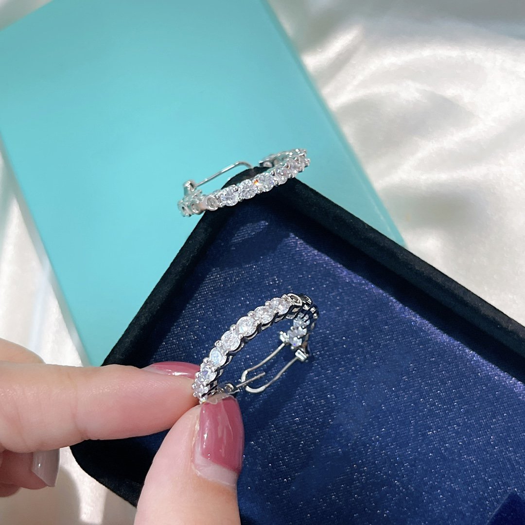 [Lioran]SILVER DIAMOND HOOP EARRINGS