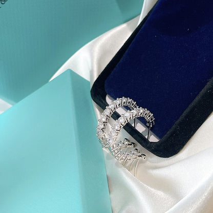 [Lioran]SILVER DIAMOND HOOP EARRINGS
