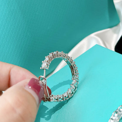 [Lioran]SILVER DIAMOND HOOP EARRINGS