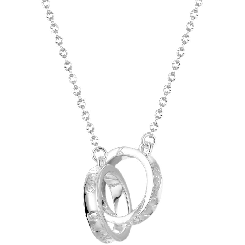 [Lioran]NECKLACE FEMALE DOUBLE RING DOUBLE CIRCLE COUPLE PENDANT