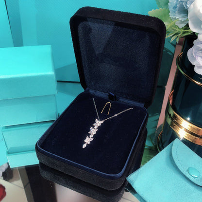[Lioran]MIXED CLUSTER DIAMOND DROP PENDANT