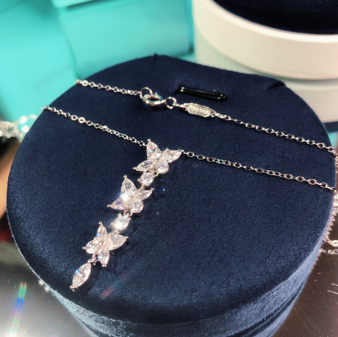 [Lioran]MIXED CLUSTER DIAMOND DROP PENDANT