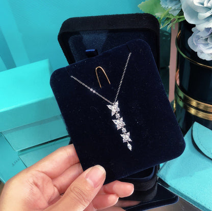 [Lioran]MIXED CLUSTER DIAMOND DROP PENDANT