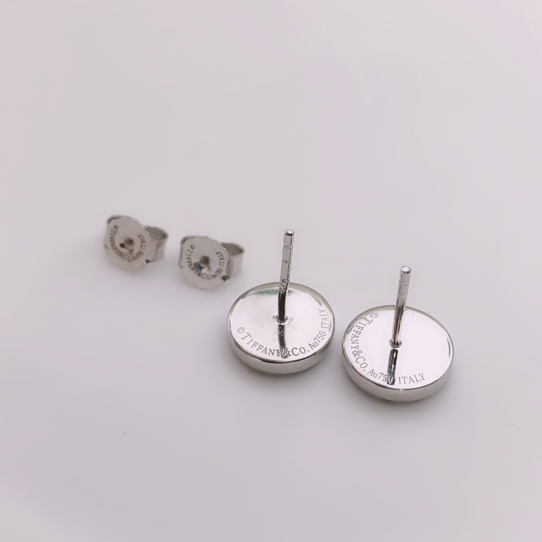 [Lioran]TURQUOISE CIRCLE WHITE GOLD EARRINGS