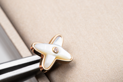 [⭐Lioran]JEUX DE WHITE MOP ROSE GOLD DIAMOND EARRINGS