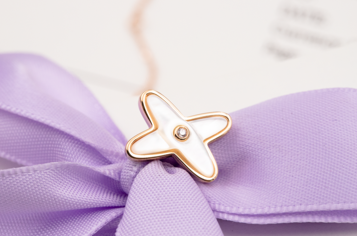 [⭐Lioran]JEUX DE WHITE MOP ROSE GOLD DIAMOND EARRINGS
