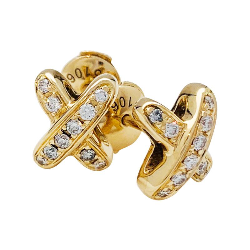 [⭐Lioran]JEUX DE GOLD DIAMOND EARRINGS