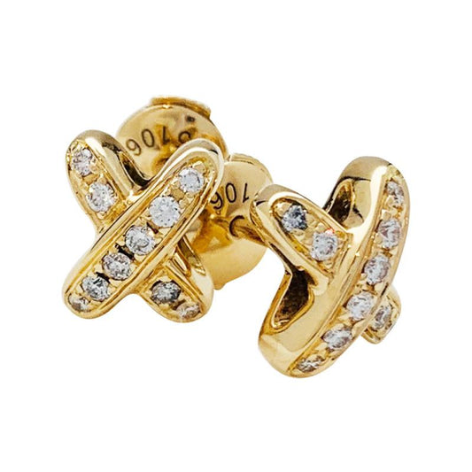 [⭐Lioran]JEUX DE GOLD DIAMOND EARRINGS