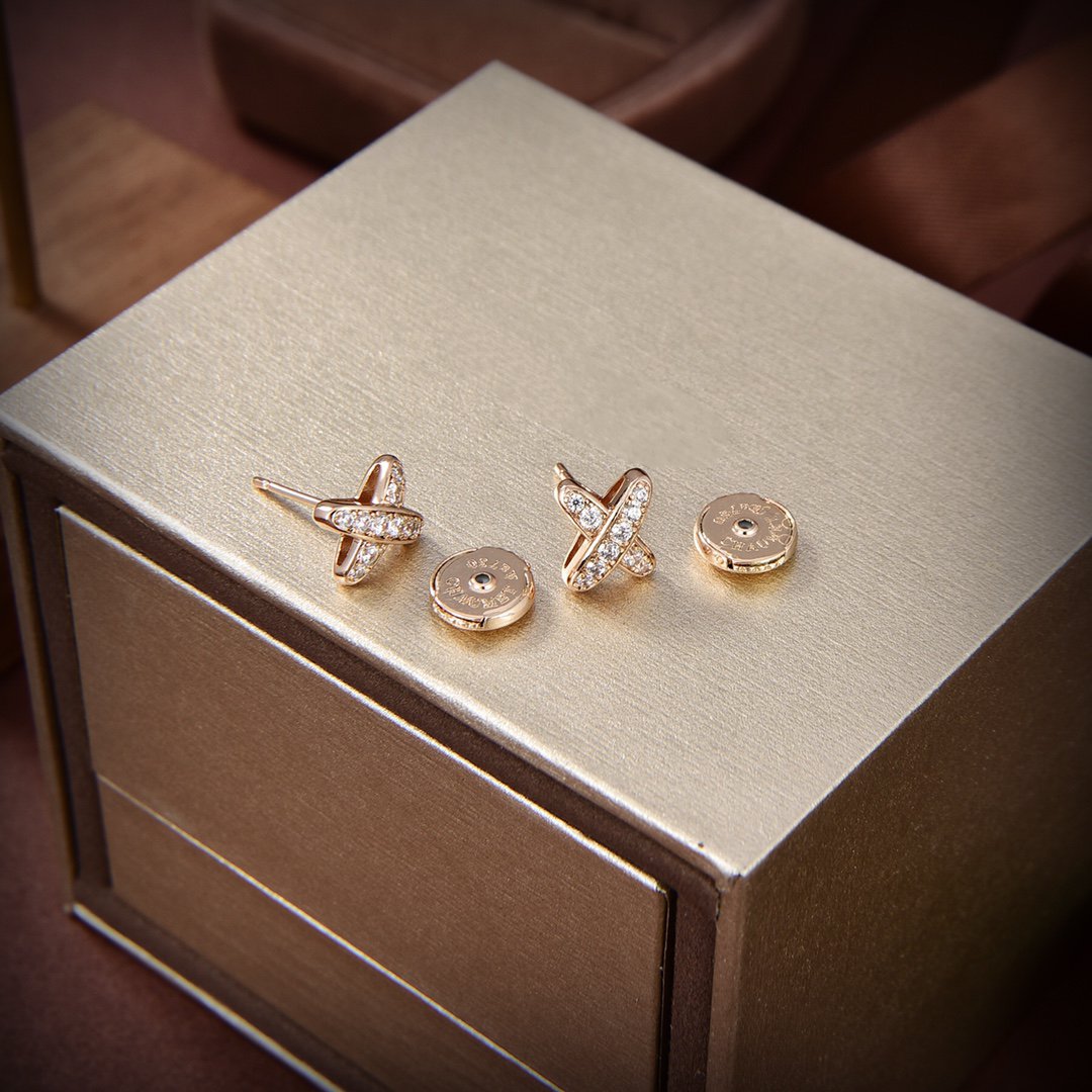 [⭐Lioran]JEUX DE GOLD DIAMOND EARRINGS
