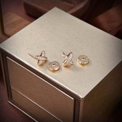 [⭐Lioran]JEUX DE GOLD DIAMOND EARRINGS