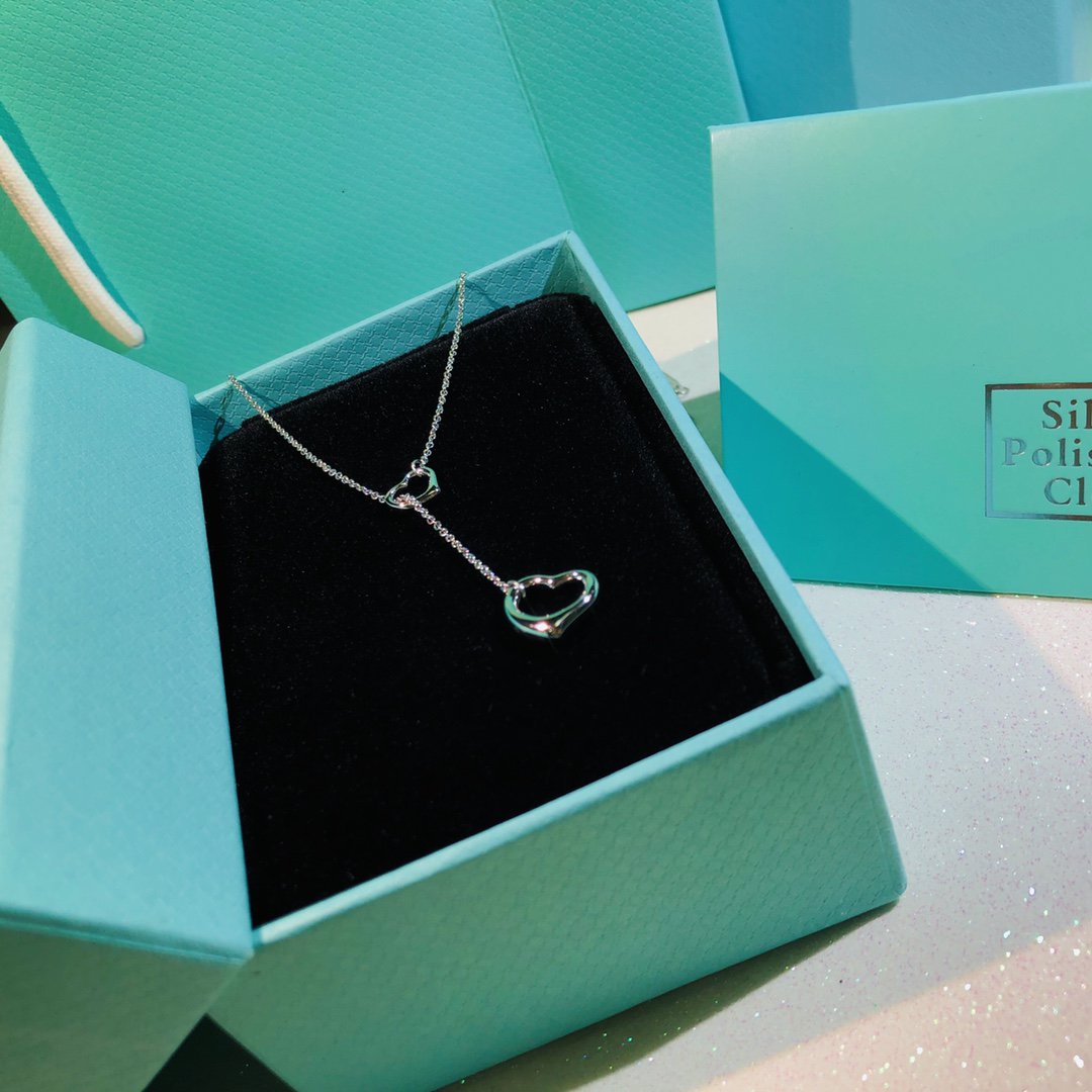 [Lioran]OPEN HEART LARIAT NECKLACE SILVER