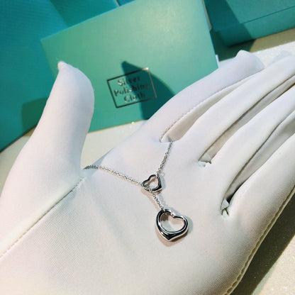 [Lioran]OPEN HEART LARIAT NECKLACE SILVER