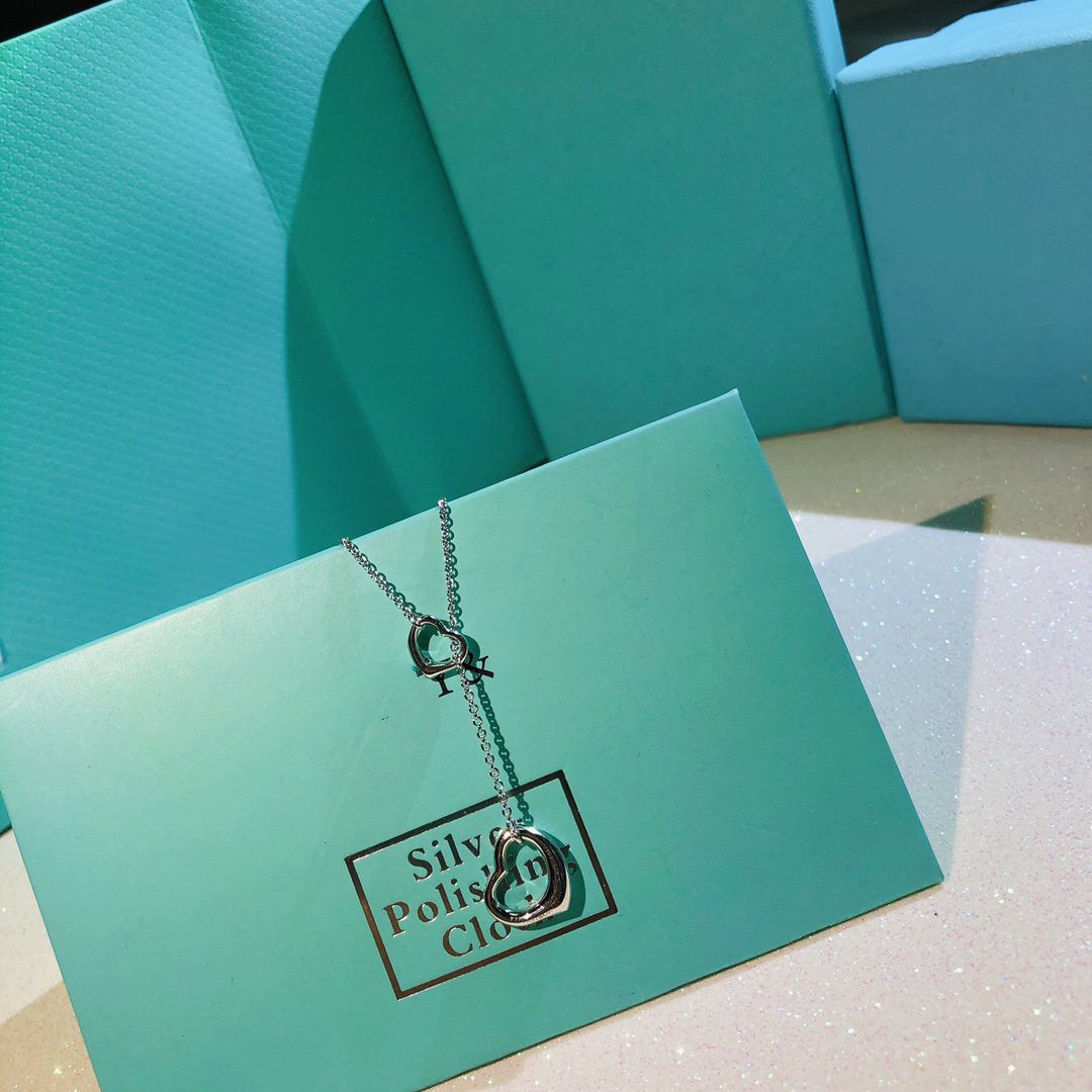 [Lioran]OPEN HEART LARIAT NECKLACE SILVER