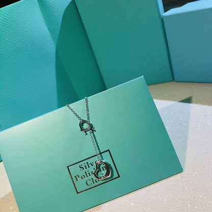 [Lioran]OPEN HEART LARIAT NECKLACE SILVER