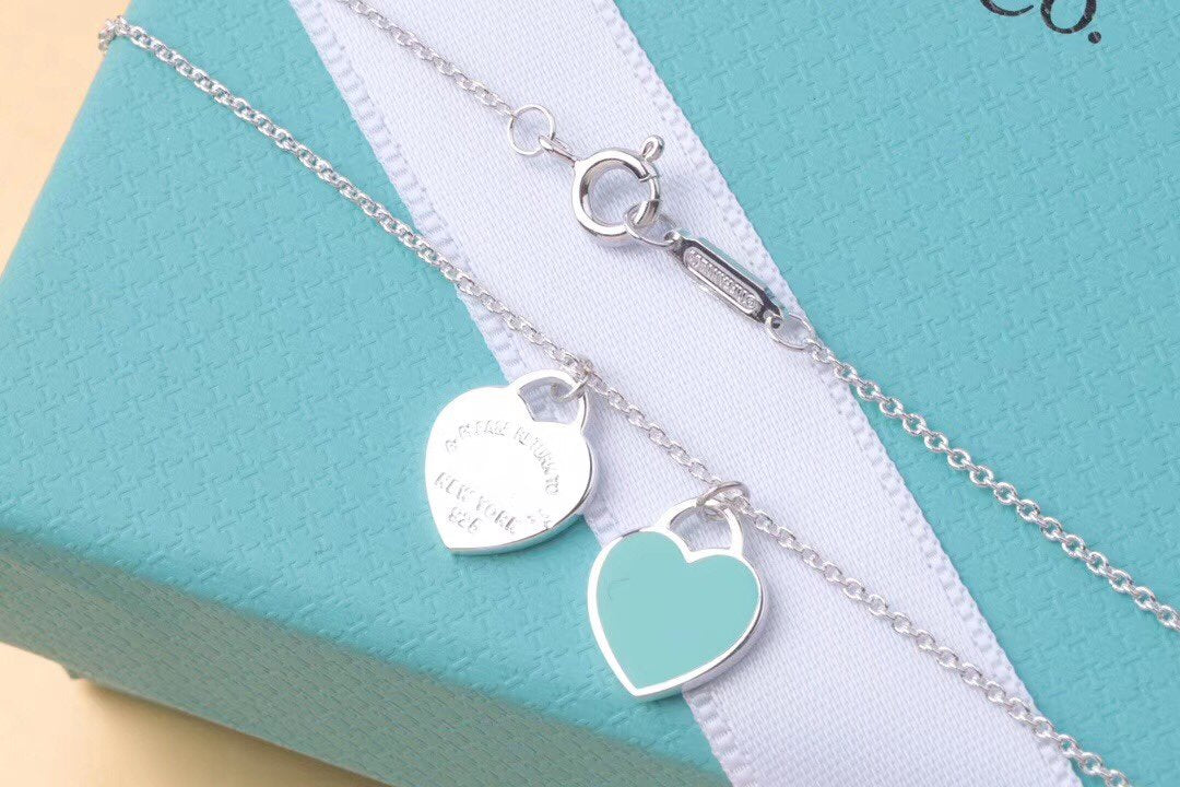 [Lioran]DOUBLE HEART TAG PENDANT SILVER MINI NECKLACE