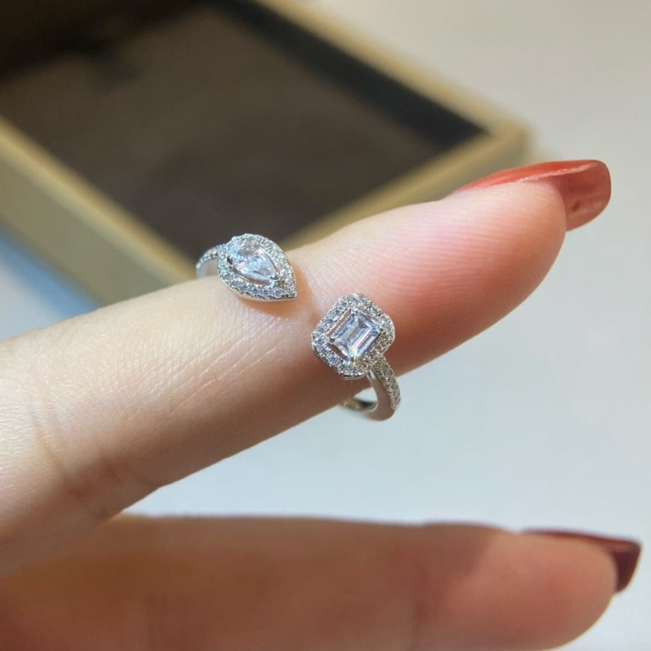 [⭐Lioran]MY TWIN TOI & MOI SILVER DIAMOND RING