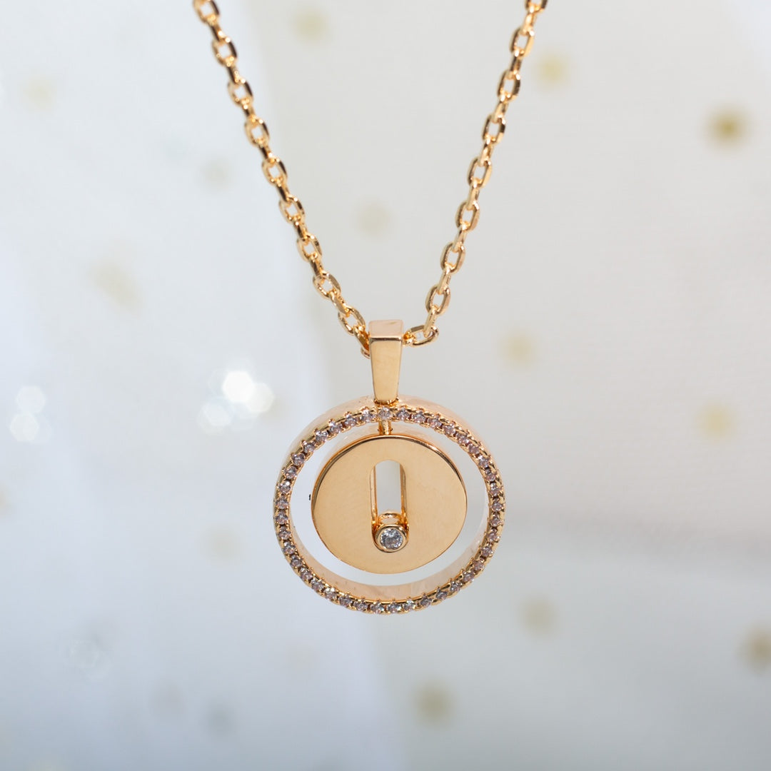 [⭐Lioran]Demo MOVE PM NECKLACE PINK GOLD DIAMOND